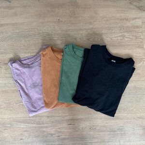Uniqlo U Short Sleeve Cotton Tees - Black, Green, Terracotta & Lavender